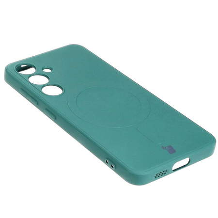 Etui Bizon Case Silicone Magnetic Sq do Galaxy S24, ciemnozielone