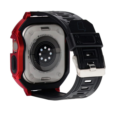 Etui z paskiem Bizon Strap + Case Watch Armor do Apple Watch Ultra 49mm, czerwone