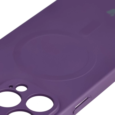 Etui silikonowe z pierścieniem magnetycznym Bizon Case Silicone Magnetic do iPhone 15 Pro Max, śliwkowe