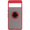 Etui z uchwytem na palec Bizon Case Hybrid Ring do Google Pixel 7 Pro, przydymione z czerwoną ramką