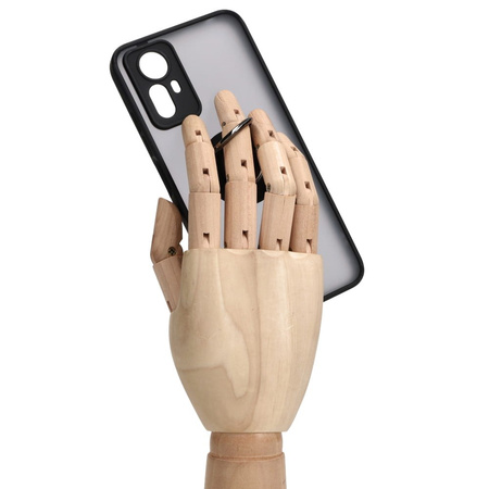 Etui z uchwytem na palec Bizon Case Hybrid Ring do Xiaomi Redmi Note 12S, przydymione z czarną ramką