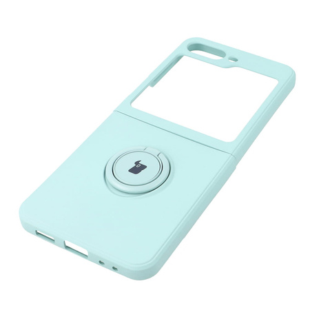 Etui Bizon Case Silicone Ring Sq do Galaxy Z Flip5, turkusowe