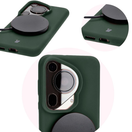 Silikonowe etui Bizon Soft Case do Huawei Pura 70, ciemnozielone