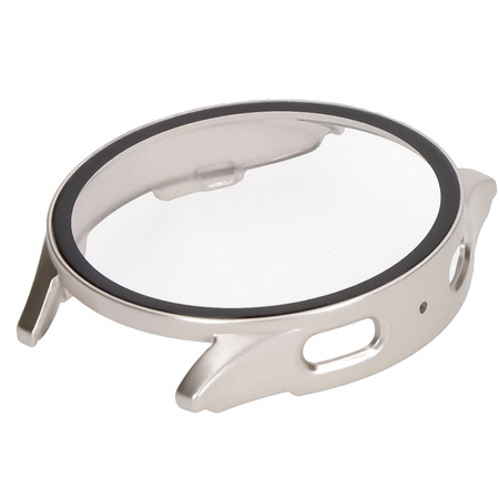 Etui ze szkłem do zegarka Bizon Case Watch Adamo do Galaxy Watch 7 44 mm, satynowo szampańskie