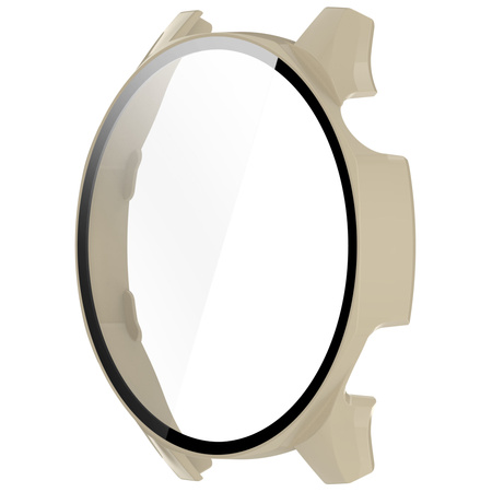 Etui ze szkłem do zegarka Bizon Case+Glass Watch do Huawei Watch GT 5 46 mm, beżowe