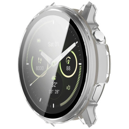 Etui ze szkłem do zegarka Bizon Case Watch Adamo do Garmin Venu 4 45 mm, przeźroczyste