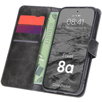 Etui z klapką Bizon Case Pocket do Google Pixel 8a, czarne