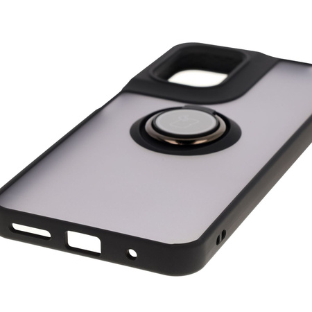 Etui z uchwytem na palec Bizon Case Hybrid Ring do Motorola Moto G05 / E15, przydymione z czarną ramką