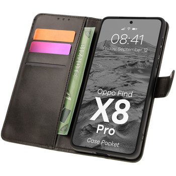 Etui z klapką Bizon Case Pocket do Oppo Find X8 Pro, czarne
