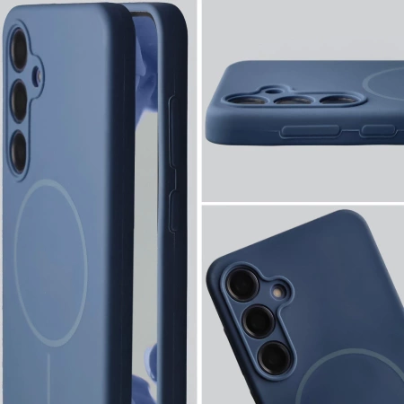 Silikonowe etui z pierścieniem magnetycznym Bizon Soft Case Magnetic do Galaxy S24 Plus, granatowe