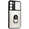 Etui Bizon Case Camshield Card Slot Ring do Samsung Galaxy S23 Plus, białe