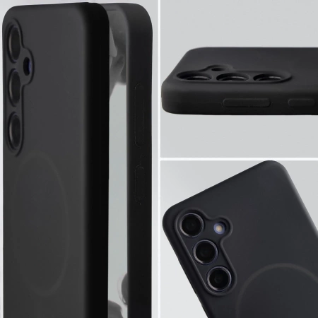 Silikonowe etui z pierścieniem magnetycznym Bizon Soft Case Magnetic do Galaxy S24 Plus, czarne