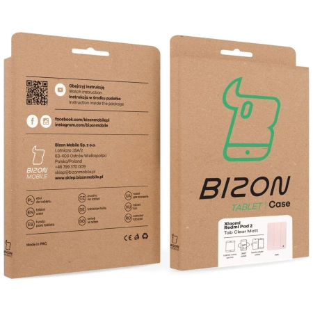 Etui z klapką Bizon Case Tab Clear Matt do Xiaomi Redmi Pad 2, różowe