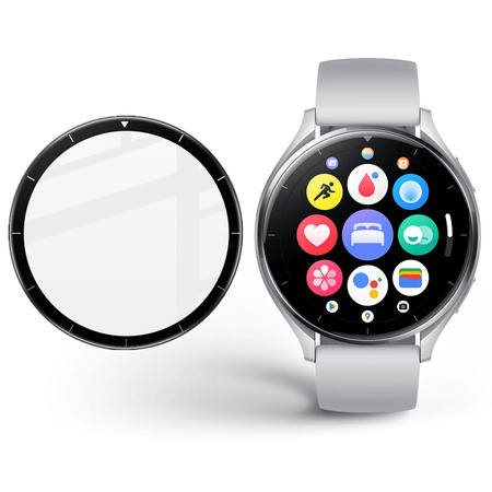 Szkło hybrydowe Bizon Glass Watch Edge Hybrid dla Xiaomi Watch 2, czarne