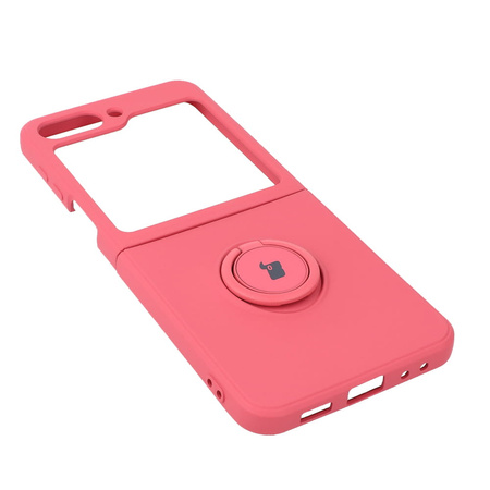 Etui Bizon Case Silicone Ring Sq do Galaxy Z Flip5, brudny róż