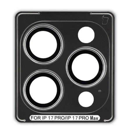 Szkło na aparat z aplikatorem Bizon Glass Snap Lens do iPhone 17 Pro / 17 Pro Max, 1 zestaw, czarna ramka