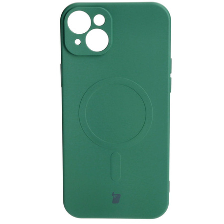 Etui silikonowe z pierścieniem magnetycznym Bizon Case Silicone Magnetic do iPhone 15 Plus, ciemnozielone