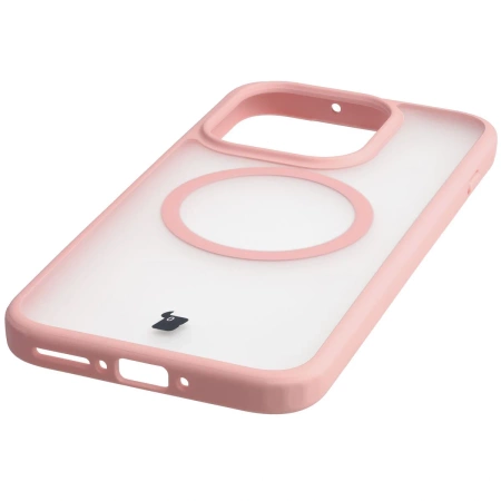 Etui z pierścieniem magnetycznym Bizon Case MatteO do OnePlus 15, przydymione-jasnoróżowe