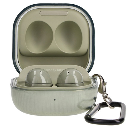 Etui Bizon Case Headphone Clear do Galaxy Buds Live / Pro / Buds2 / Buds2 Pro / Buds FE, przezroczysto-zielone