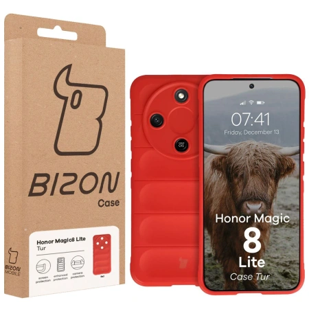 Pancerne etui Bizon Case Tur do Honor Magic8 Lite, czerwone
