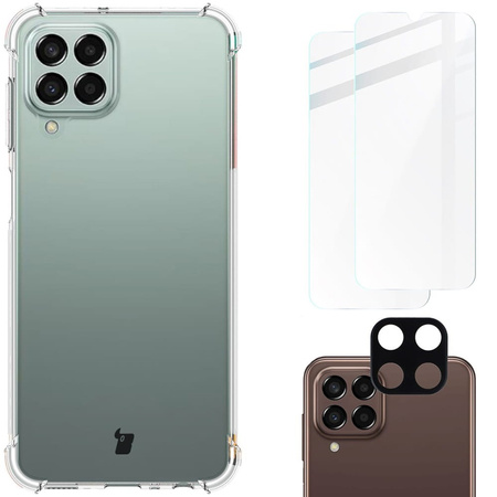 Etui + 2x szkło + obiektyw Bizon Case Clear Pack do Samsung Galaxy M33 5G, przezroczyste