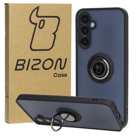 Etui z uchwytem na palec Bizon Case Hybrid Ring do Galaxy A25 5G, przydymione z czarną ramką