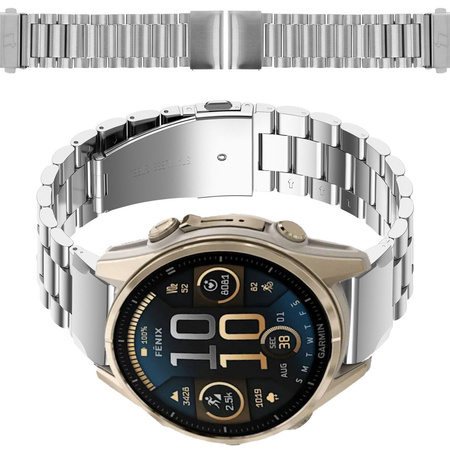 Pasek ze stali nierdzewnej do smartwatcha, Bizon Strap Watch Aura, QuickFit 20 mm, srebrny