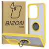 Etui z uchwytem na palec Bizon Case Hybrid Ring do Xiaomi Poco M6 Pro 4G / Xiaomi Redmi Note 13 Pro 4G, przydymione z żółtą ramką