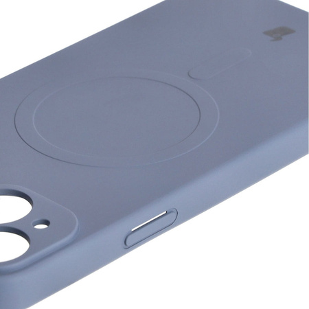 Etui silikonowe z pierścieniem magnetycznym Bizon Case Silicone Magnetic do iPhone 15 Plus, szare