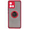 Etui z uchwytem na palec Bizon Case Hybrid Ring do Motorola Edge 30 Fusion, przydymione z czerwoną ramką