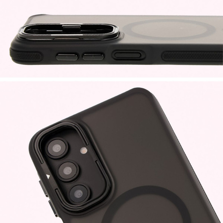 Etui z podstawką i pierścieniem magnetycznym Bizon Case Eclipse do Galaxy A16 4G/5G, przydymione z czarną ramką