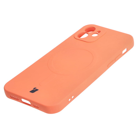 Etui silikonowe z pierścieniem magnetycznym Bizon Case Silicone Magnetic do iPhone 12, marchewkowe