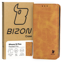 Etui z klapką Bizon Case Pocket Pro do iPhone 15 Plus, brązowe