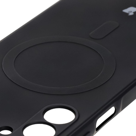 Silikonowe etui z pierścieniem magnetycznym Bizon Case Silicone Magnetic Sq do Galaxy A16 4G / 5G, czarne