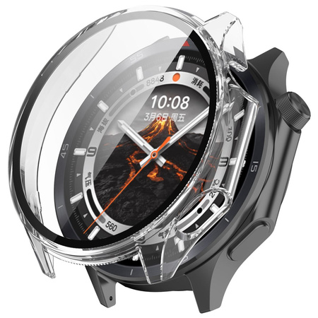 Etui ze szkłem do zegarka Bizon Case+Glass Watch do OnePlus Watch 3 / Oppo Watch X2, przezroczyste