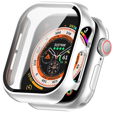 Etui ze szkłem do zegarka Bizon Case Watch Adamo do Apple Watch 11 / 10 (46mm), srebrne
