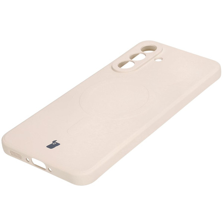 Silikonowe etui z pierścieniem magnetycznym Bizon Case Silicone Magnetic Sq do Galaxy A36 5G, beżowe