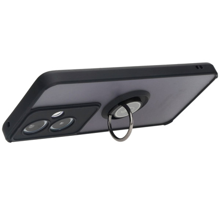 Etui z uchwytem na palec Bizon Case Hybrid Ring do Oppo A79 5G, przydymione z czarną ramką