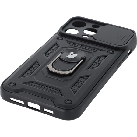 Etui Bizon Case CamShield Ring do iPhone 14 Pro Max, czarne