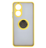 Etui z uchwytem na palec Bizon Case Hybrid Ring do Oppo A58 4G, przydymione z żółtą ramką