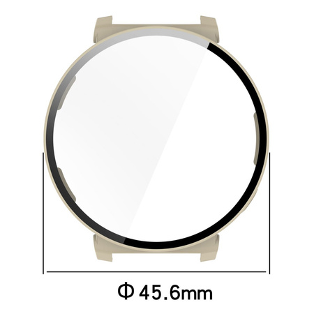 Etui ze szkłem do zegarka Bizon Case Watch Adamo do Huawei Watch GT 5 Pro 42 mm, beżowe