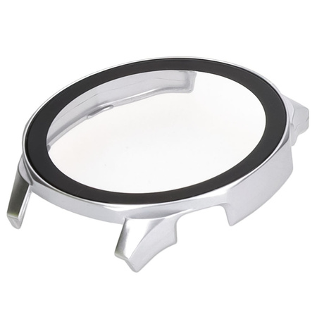 Etui ze szkłem do zegarka Bizon Case Watch Adamo do Huawei Watch GT 5 46 mm, satynowo srebrne