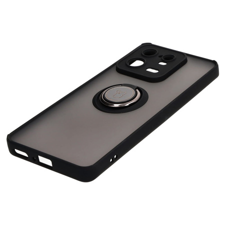 Etui z uchwytem na palec Bizon Case Hybrid Ring do Xiaomi 13 Pro, przydymione z czarną ramką