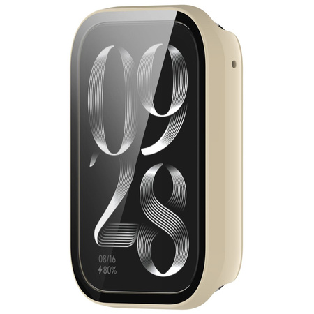 Etui ze szkłem do zegarka Bizon Case+Glass Watch do Xiaomi Mi Smart Band 9 Pro, beżowe
