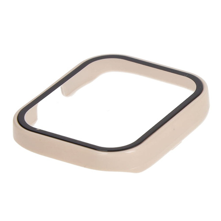 Etui Bizon Case+Glass Set do Xiaomi Redmi Watch 3, beżowe
