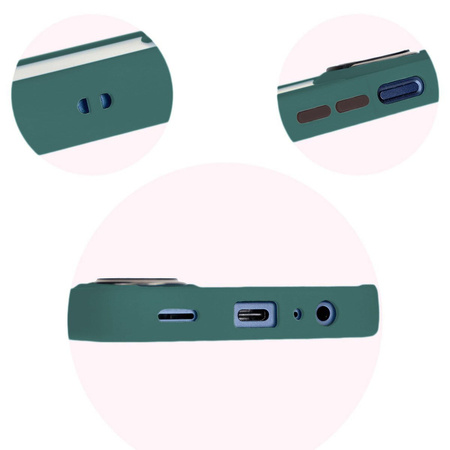 Etui z uchwytem na palec Bizon Case Hybrid Ring do Galaxy M15 5G, przydymione z ciemnozieloną ramką