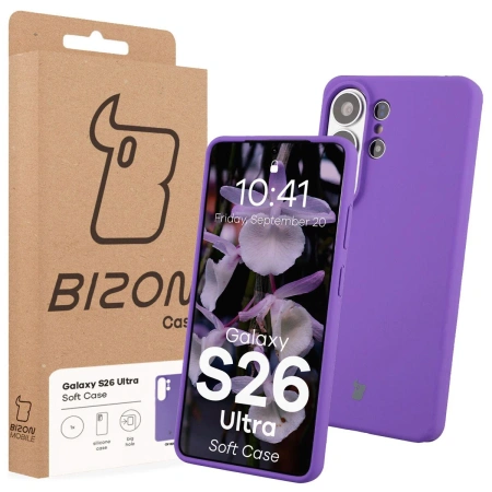 Silikonowe etui Bizon Soft Case do Galaxy S26 Ultra, fioletowe