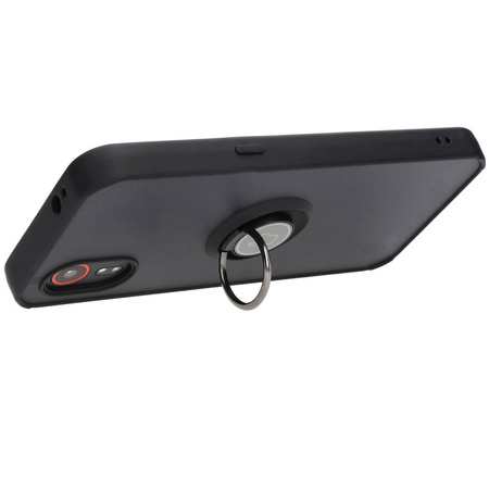 Etui z uchwytem na palec Bizon Case Hybrid Ring do Galaxy Xcover7, przydymione z czarną ramką