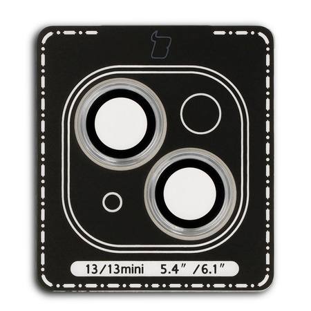 Szkło na aparat z aplikatorem Bizon Glass Snap Lens do iPhone 13/13 Mini, 1 zestaw, srebrna ramka