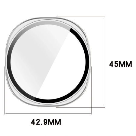 Etui ze szkłem do zegarka Bizon Case Watch Adamo do Samsung Galaxy Watch 8 40 mm, satynowo srebrne